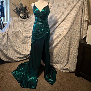 Emerald Green Dress with Slit